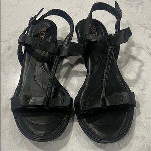 Born Black Leather Adjustable Sandals
